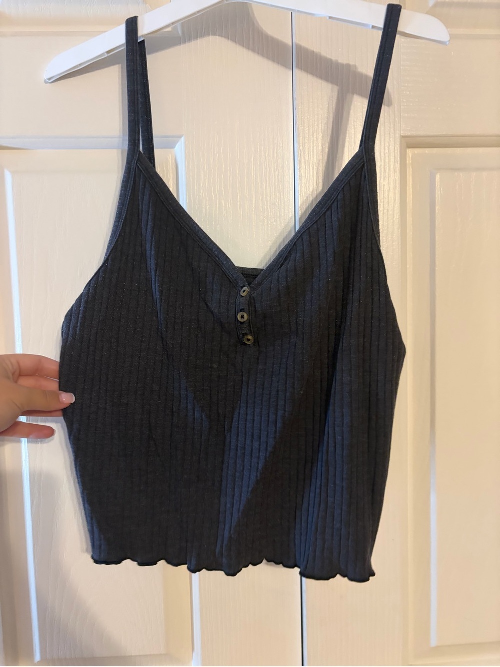 American Eagle Outfitters Black Ribbed Spaghetti Strap Tank